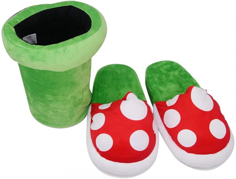 These Warp Pipe and Piranha Plant Slippers Are Perfect For Mario