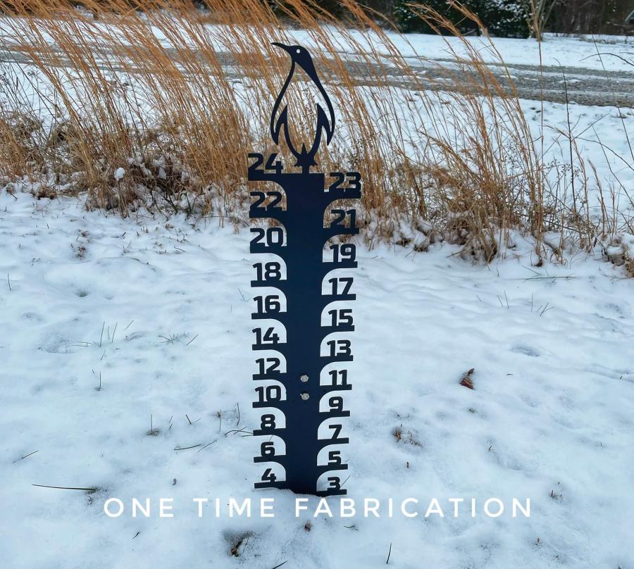 36 Inches Iron Art Snow Gauge, Handmade Metal Snow Depth Measuring