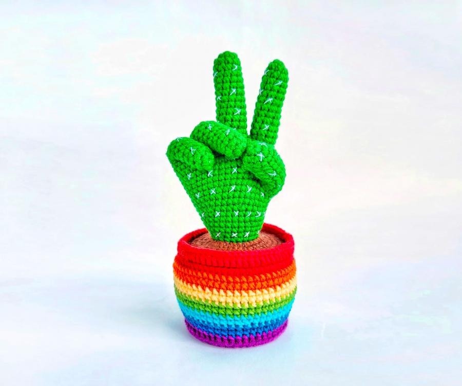 This Crochet Middle Finger Cactus Is The Perfect Decor Piece For Plant