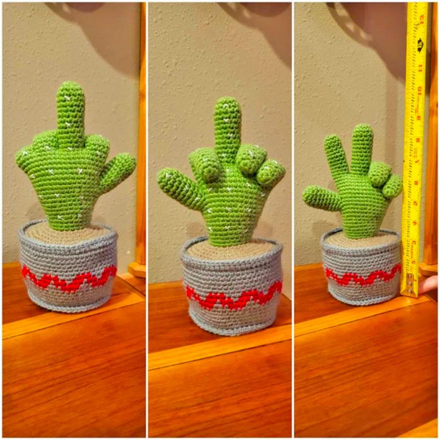 This Crochet Middle Finger Cactus Is The Perfect Decor Piece For Plant