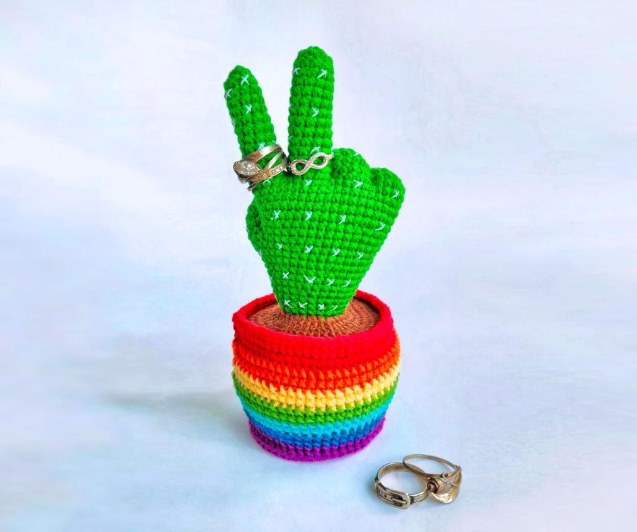 This Crochet Middle Finger Cactus Is The Perfect Decor Piece For Plant