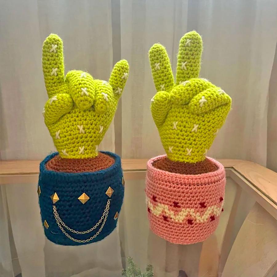 This Crochet Middle Finger Cactus Is The Perfect Decor Piece For Plant