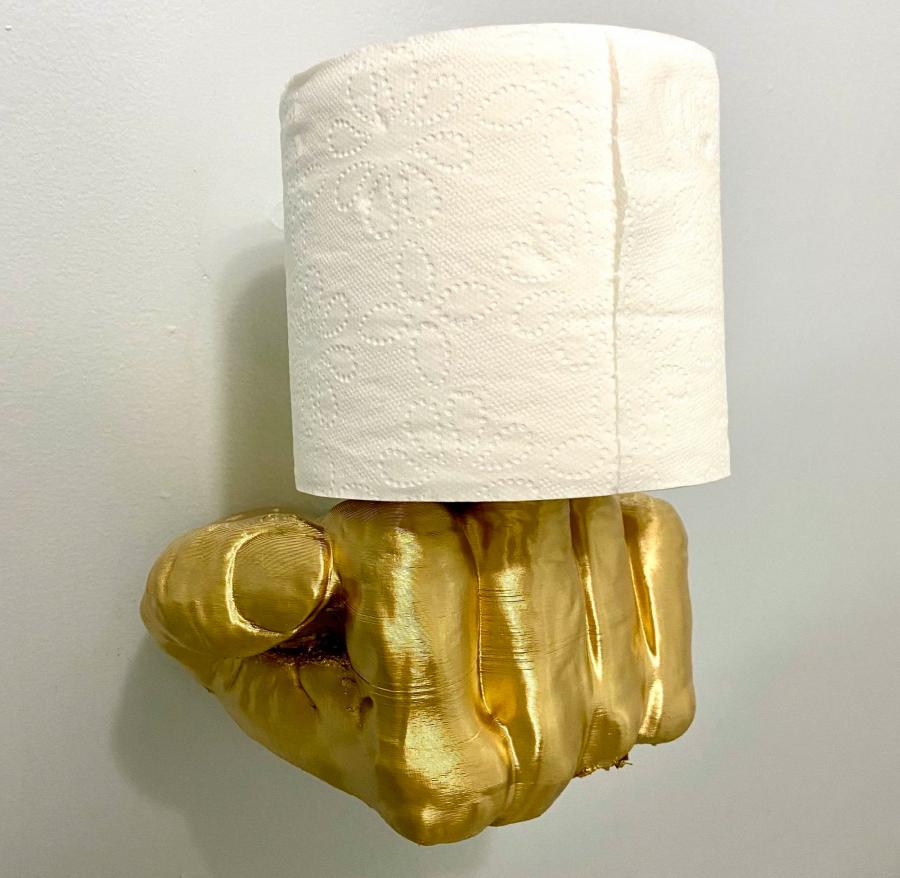 golden middle finger toilet paper
