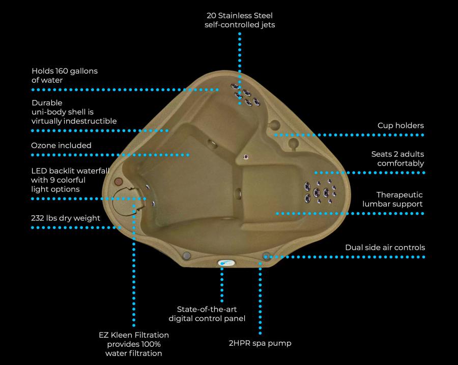 Mini 2 Person Hot Tub - Aquarest AR-300 Premium