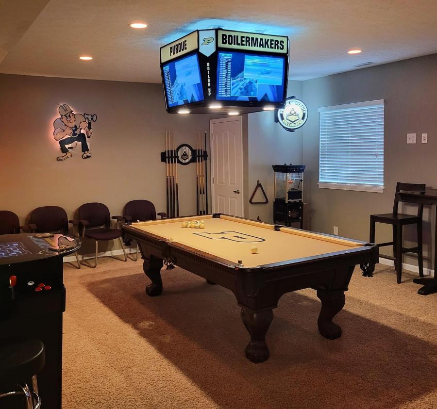 sports themed man cave