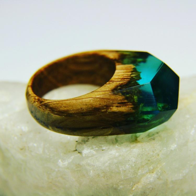 Wooden Rings with Miniature Worlds - Design Milk