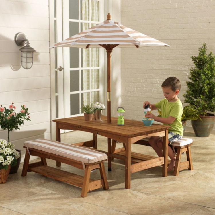 Mini Kids Outdoor patio furniture - Tiny kids pool furniture - Kids umbrella picnic table