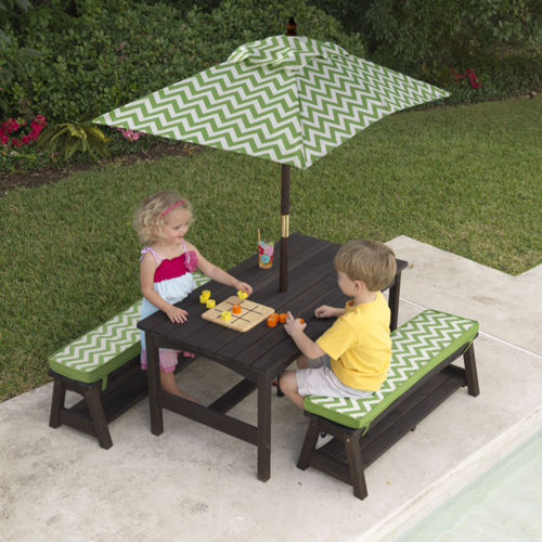 Mini Kids Outdoor patio furniture - Tiny kids pool furniture - Kids umbrella picnic table