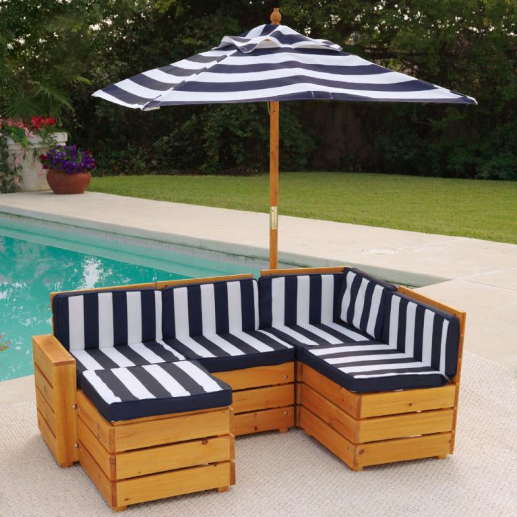 Mini Kids Outdoor patio furniture - Tiny kids pool furniture - Kids umbrella outdoor sectional sofa