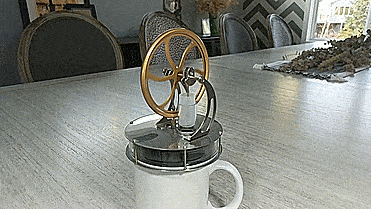 Mini Sterling Engine - Heat powered engine runs off heat from your coffee cup