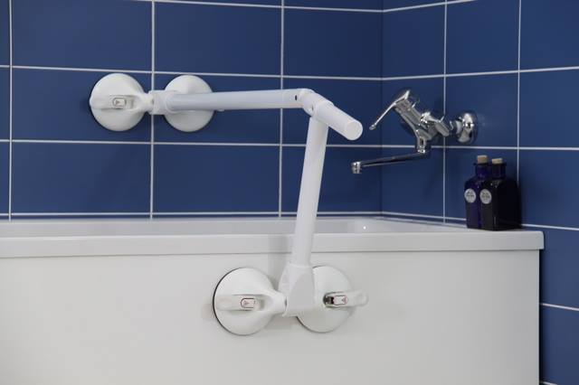 Mobeli Versatile Dual Suction Cup Hand Rails For Seniors and Disabled - Suction grips for bathroom with access to shower, bathtub, and toilet