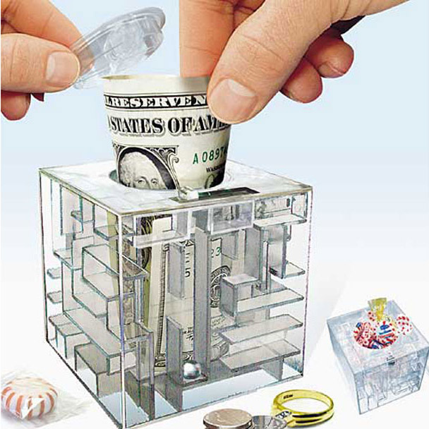 Novelty Maze safe Money Bank Puzzle Box White Piggybank Game Saving 