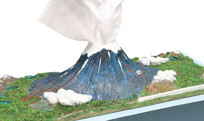 Mount Fuji Erupting Volcano Tissue Box