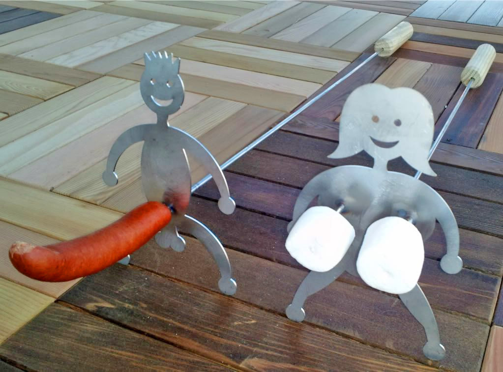 Naughty Hot Dog Roasters - Funny naked man and women hot dog and marshmallow campfire cookers