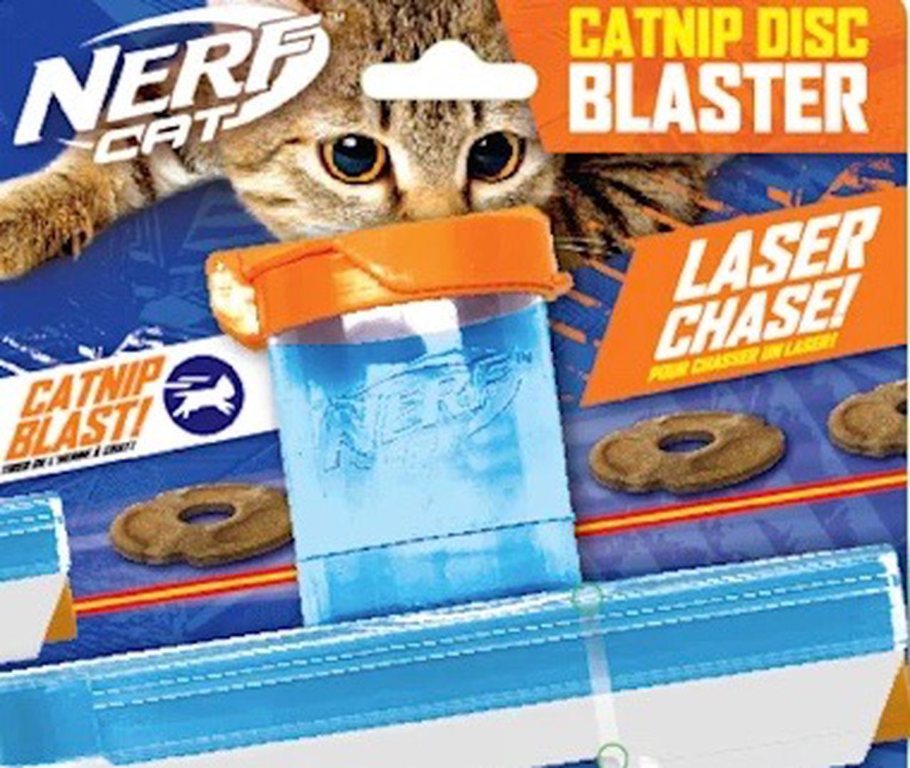 Nerf Catnip Disc Blaster Cat Toy, Small, Pack of 3