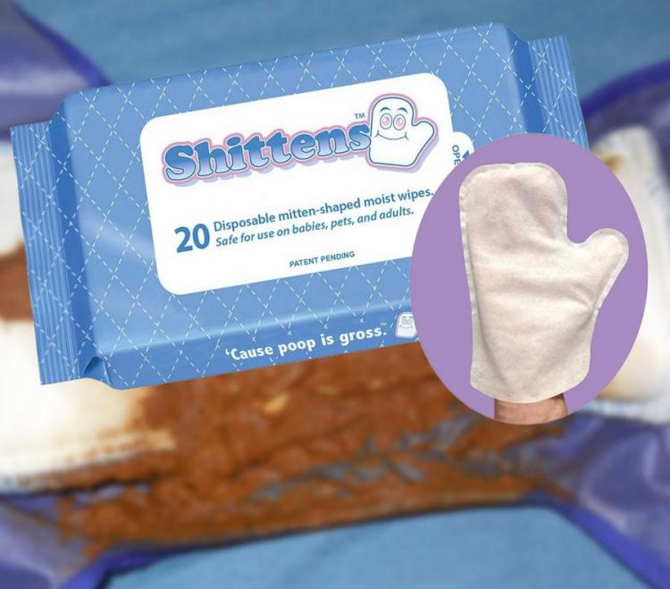 Shittens: Disposable Mitten-shaped Moist Wipes