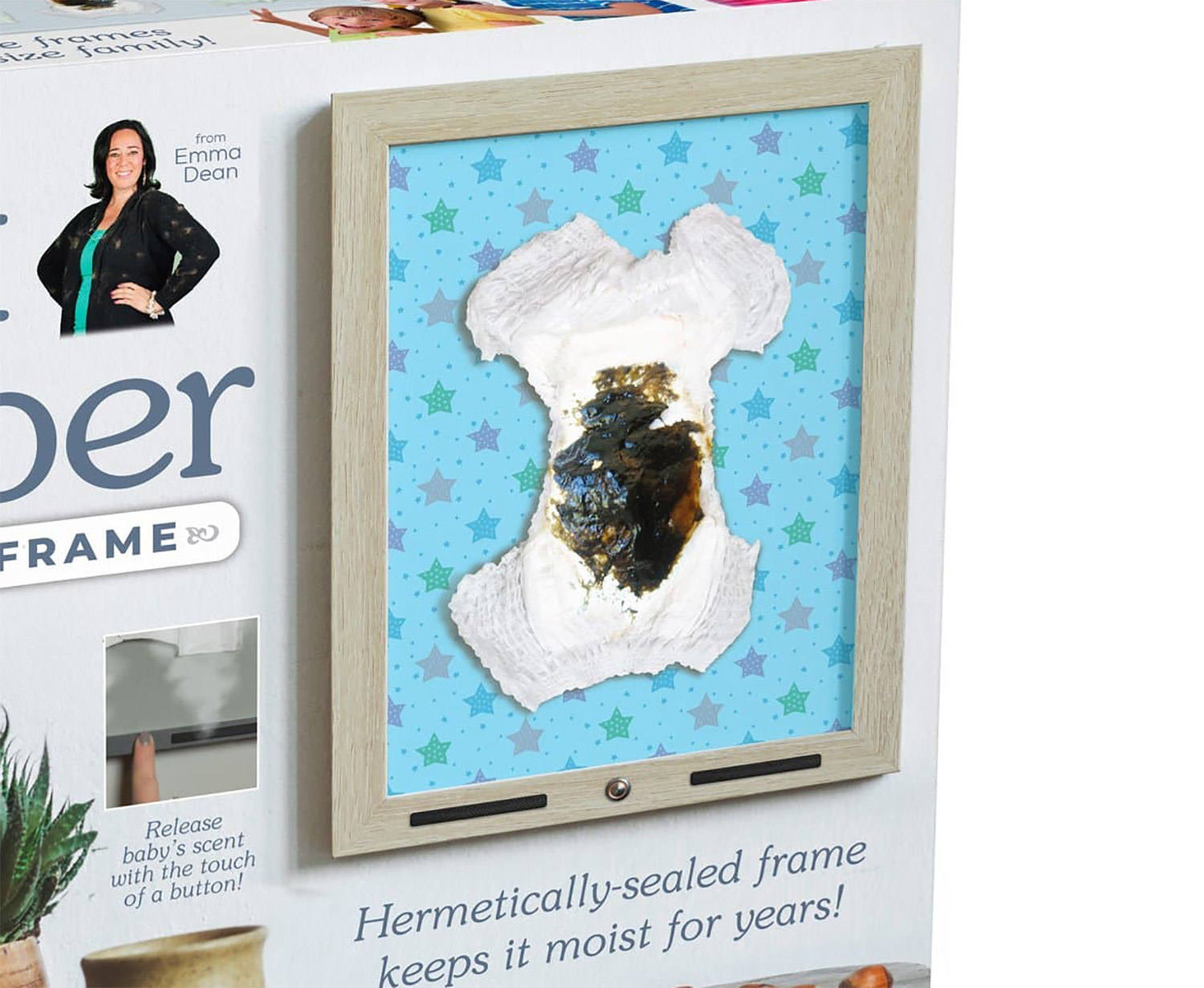 Keepsake Lets You Seal and Frame Your Newborns First Poopy Diaper - Prank poopy diaper wall frame art