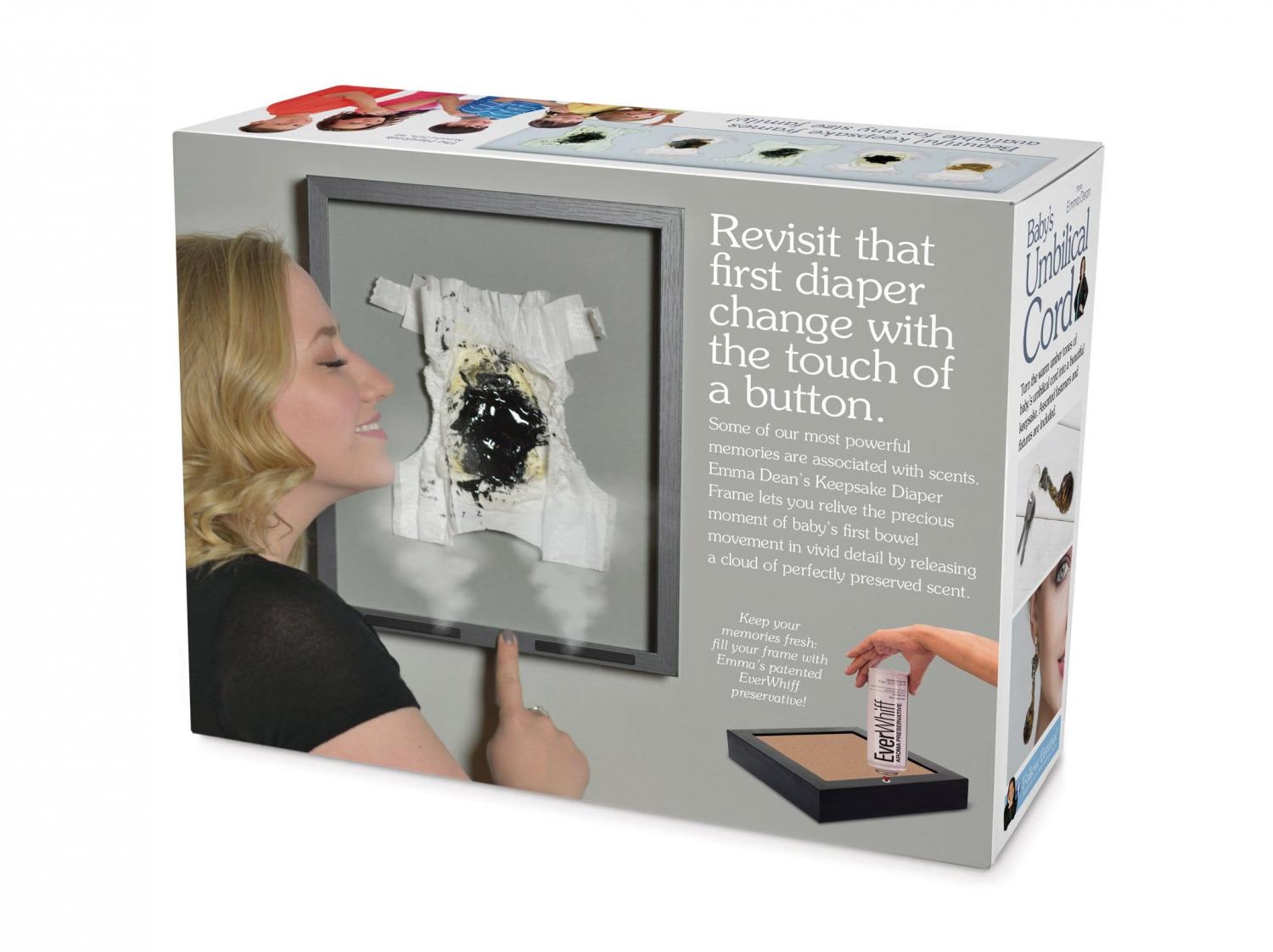 Keepsake Lets You Seal and Frame Your Newborns First Poopy Diaper - Prank poopy diaper wall frame art