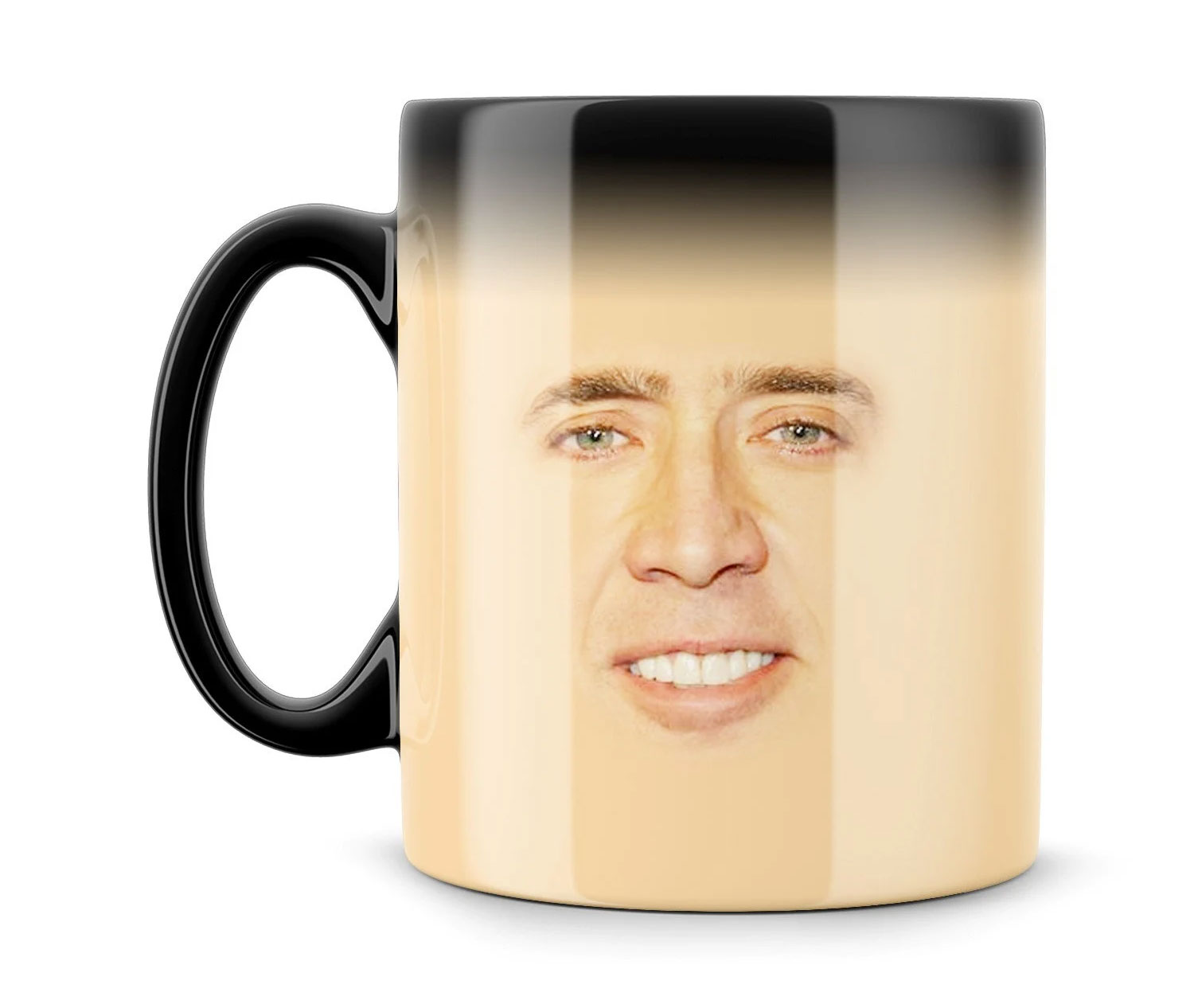 Nicolas Cage Face Mug Appears with hot liquid
