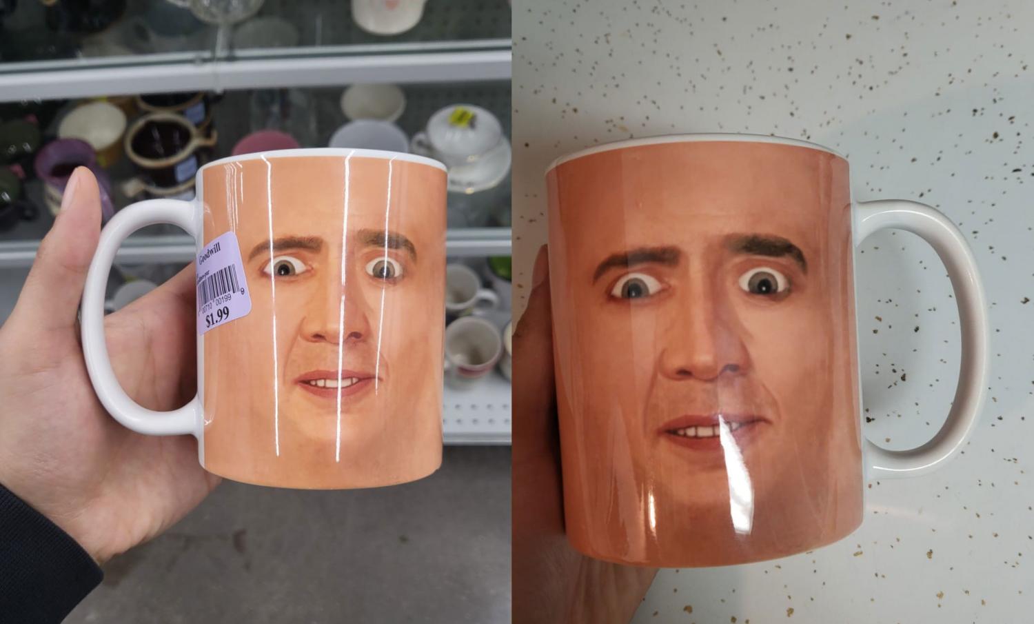 Shrek And Nicolas Cage Face Mugs