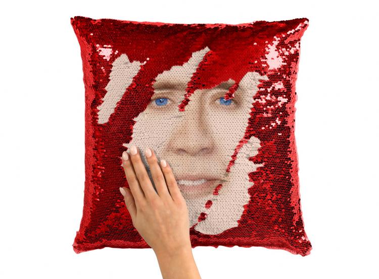 Nicolas Cage Face Sequin Pillow - Rub Sequin pillow to reveal Nicolas Cage's Face
