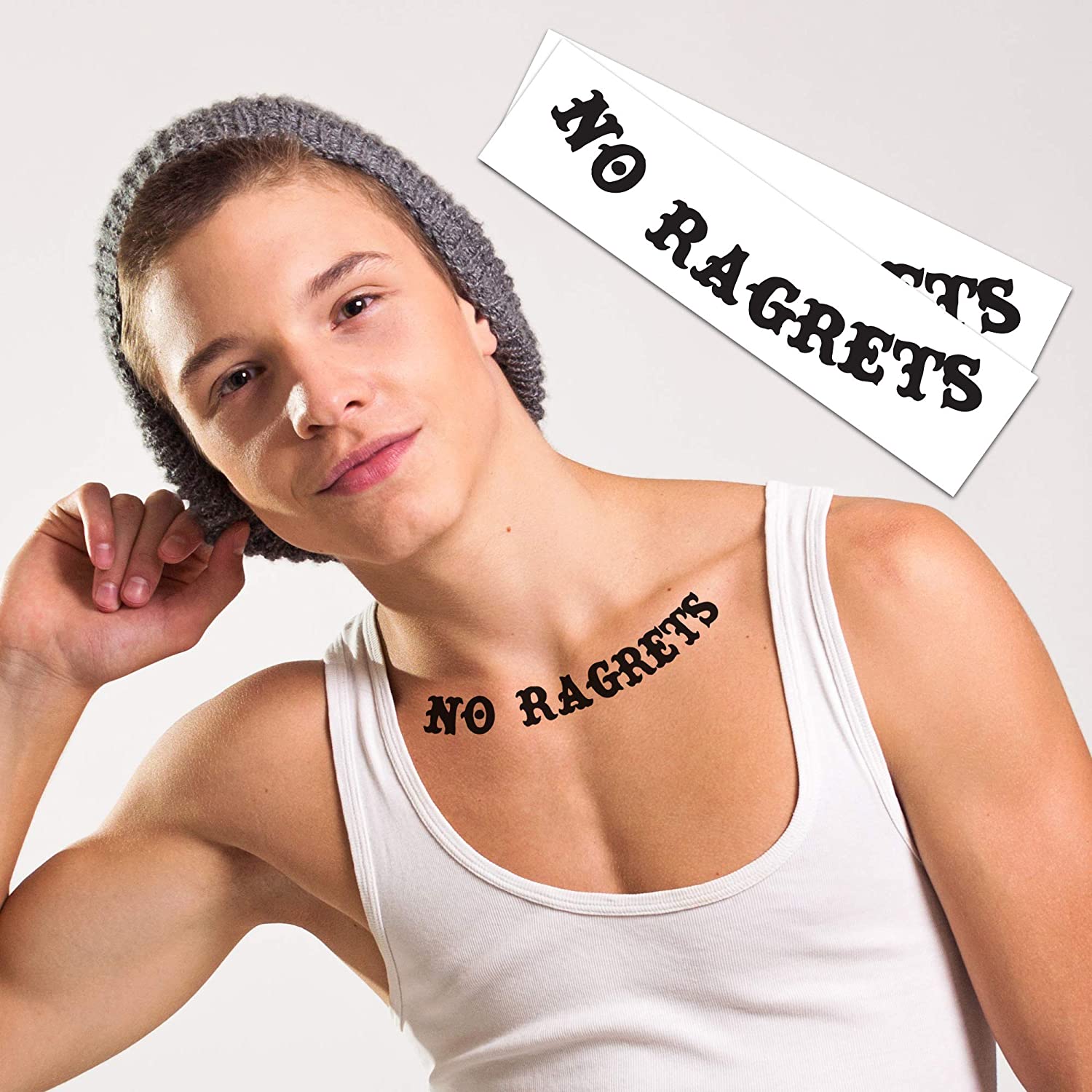 No Regerts This No Ragrets Temporary Tattoo Is The Ultimate Tattoo Fail  Prank