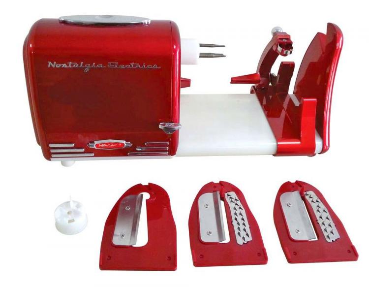 Nostalgia Electric Retro '50s fruit and vegetable peeler - Auto Peeler, Spiral Cutter, and Shredder Kitchen Appliance