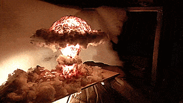 Nuclear Explosion Bomb Lamp - Mushroom cloud night-light diorama lamp