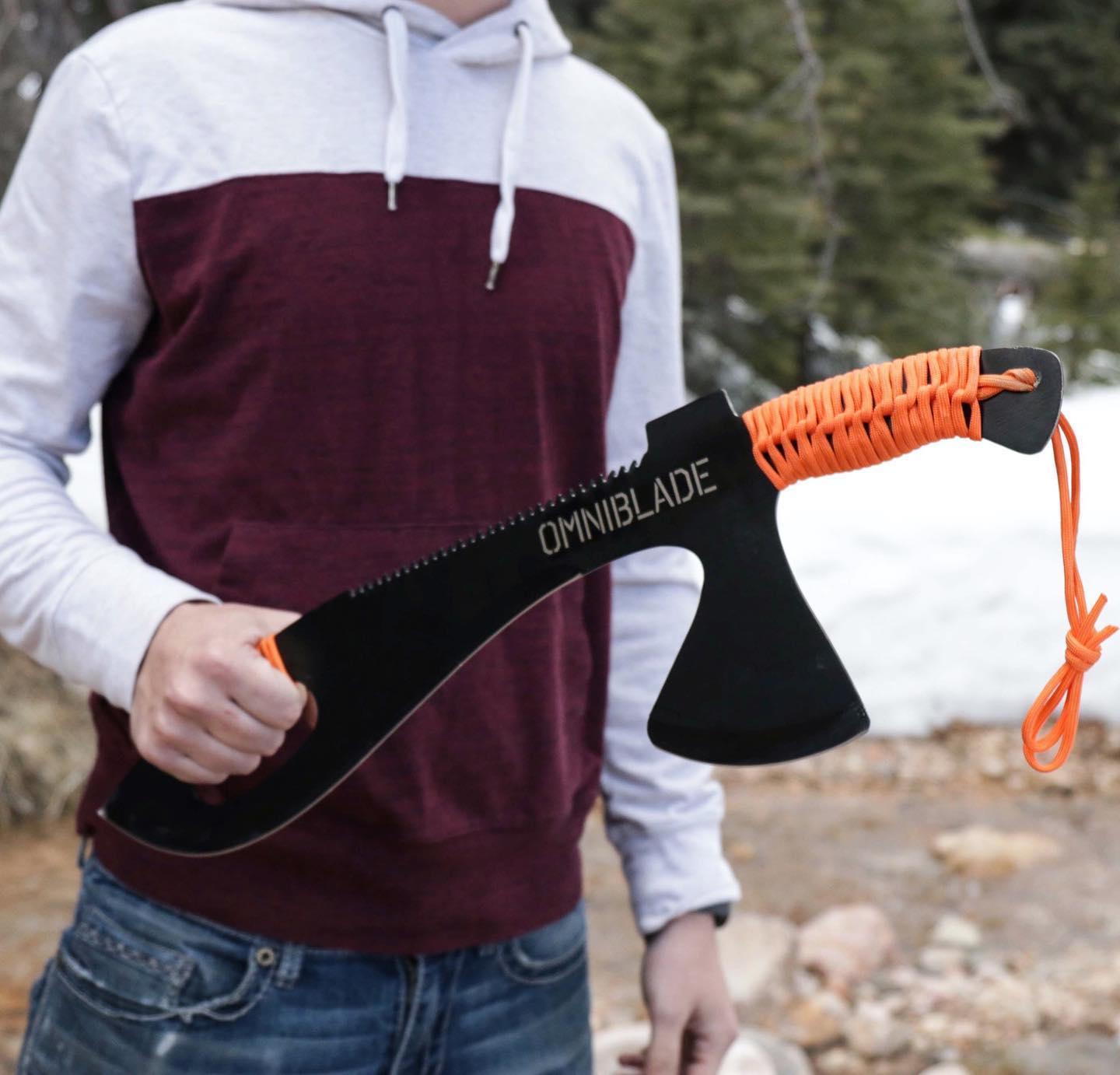 Omniblade 3-in-1 Survival Machete Includes a Knife, Tactical Tomahawk, and a Survival Saw - Giant machete multi-tool