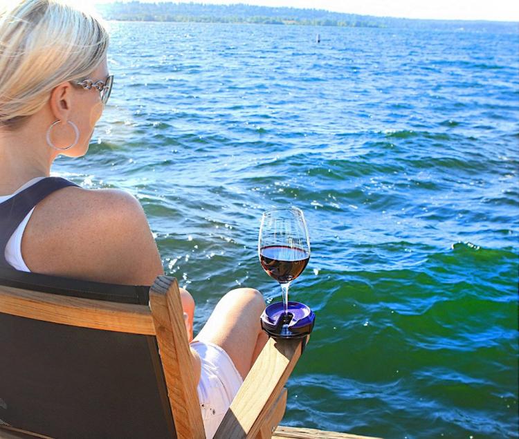 Outdoor Wine Glass Holder - Chair Mounted Wine Glass Armrest Holder