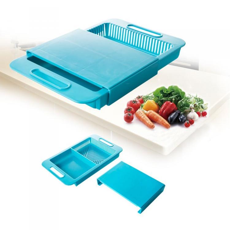 Cutting Board with Colander for Kitchen, 3-in-1 Plastic Chopping