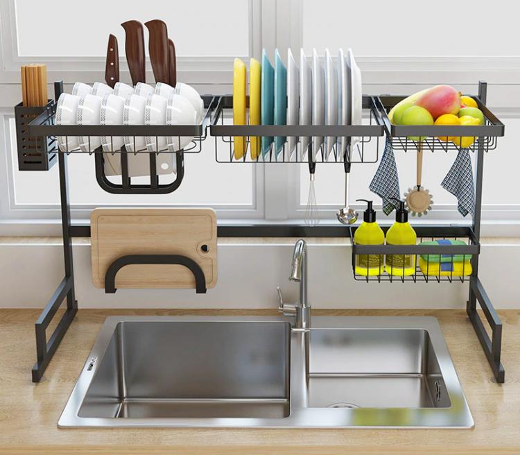 Over The Sink Dish Drying Rack And Storage Area