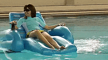 Palm Beach Motorized Pool Lounger - Inflatable pool chair with a motor and joystick