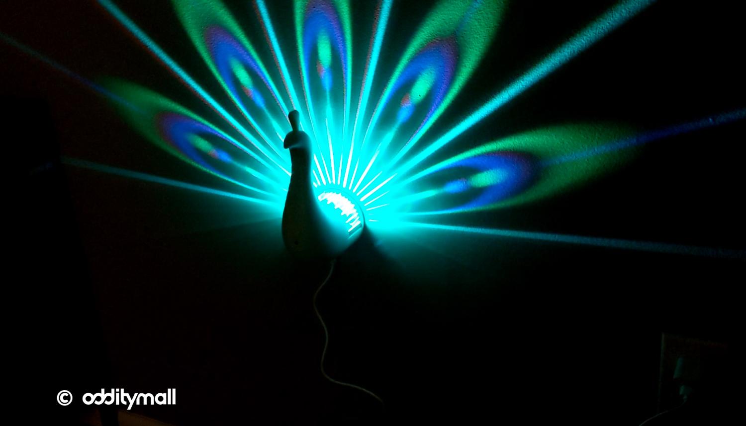 LED Peacock Night-Light Projects Its Colorful Plumage Onto Your Wall