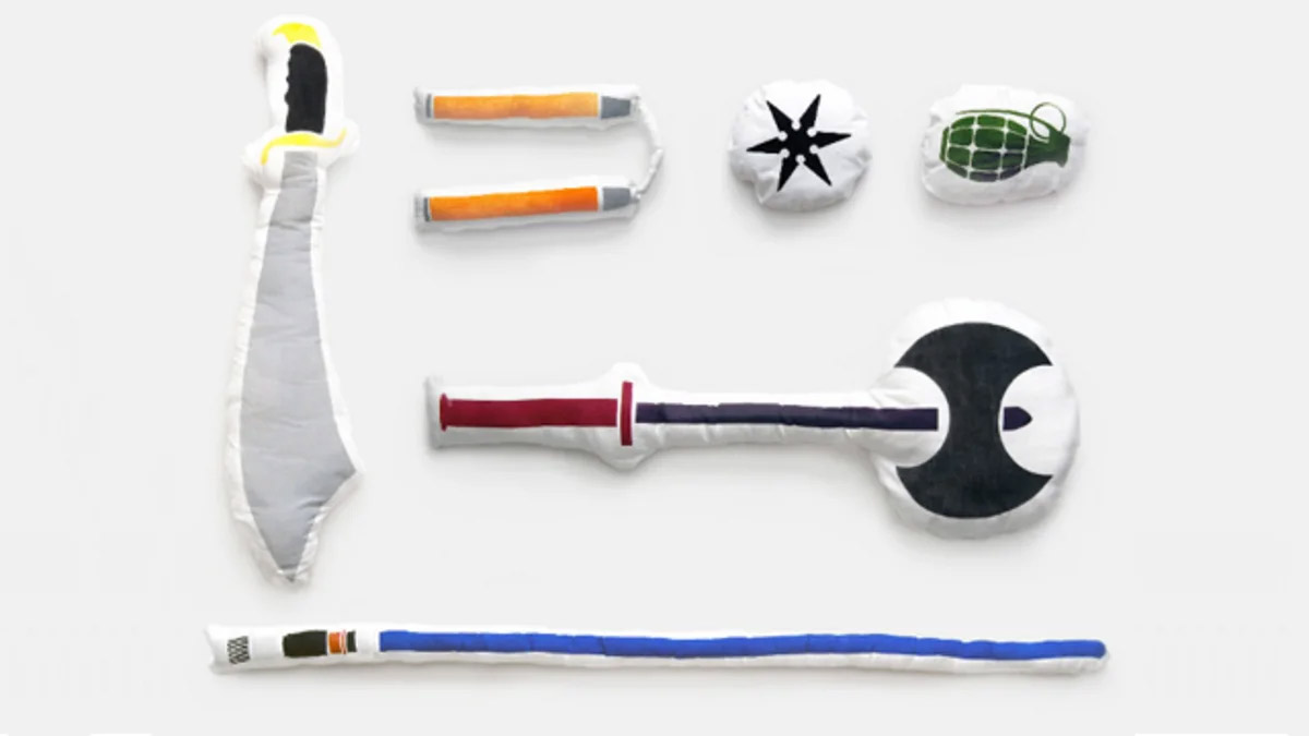 Pillow Fight Weapons - Soft weapon shaped pillows for pillow fights