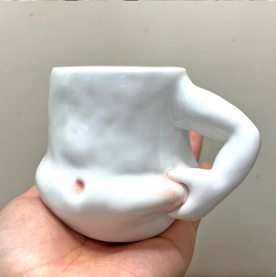 Fat Belly Ceramic Mug Cute Coffee Cup Pinch Belly Cup Funny