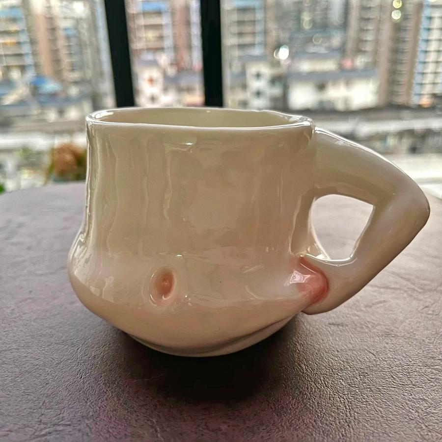 Fat Belly Ceramic Mug Cute Coffee Cup Pinch Belly Cup Funny