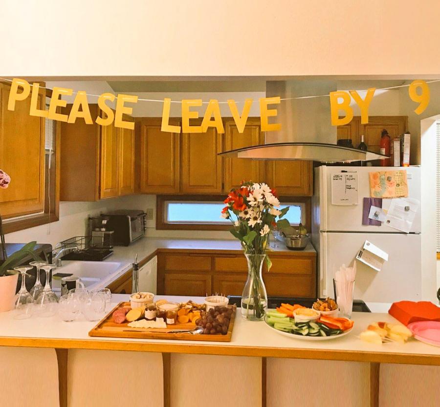 Please leave by 9 party banner