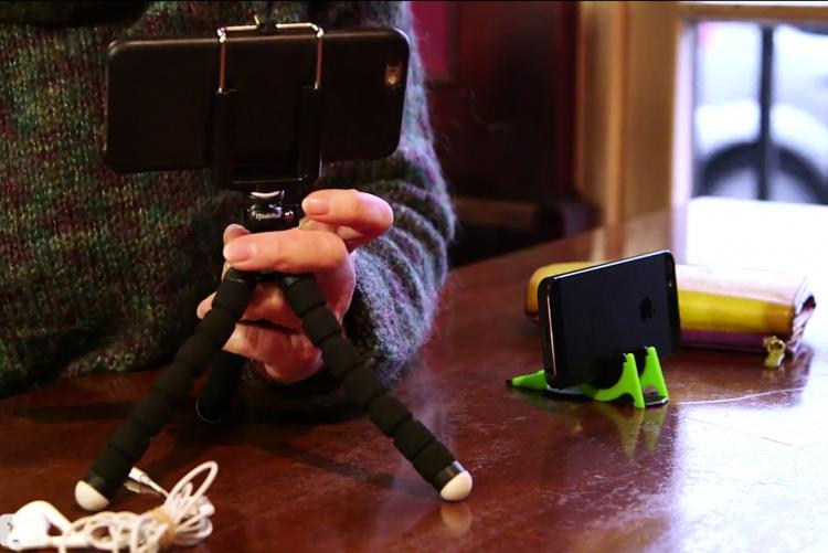Pocket Tripod - Phone Mount Folds Down To Fit In Your Wallet - Tiny Portable phone mount/tripod