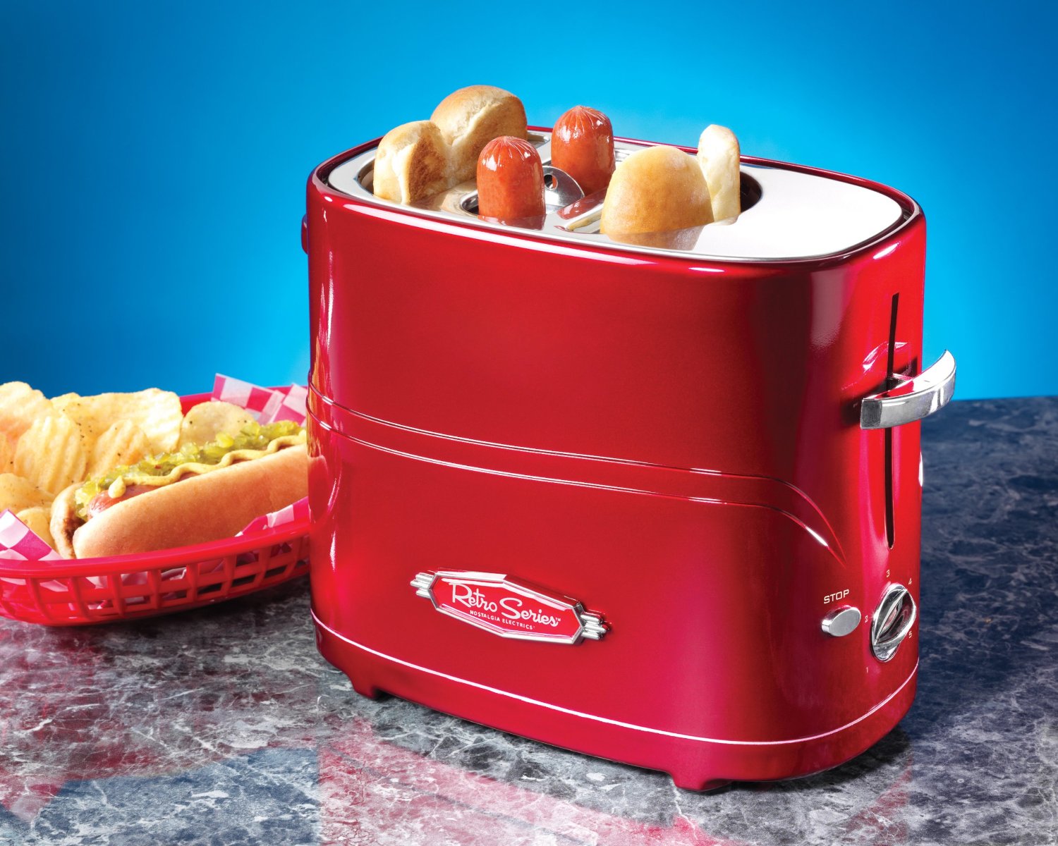 Nostalgia Coca-Cola 2 Slot Bun Mini Tongs, Hot Dog Toaster Works