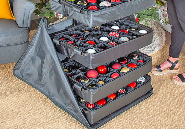 Pop-up Christmas Ornament Storage Case - Telescoping christmas bulbs storage luggage box