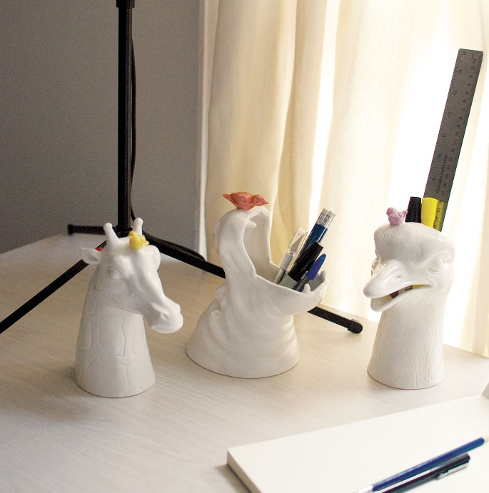 Porcelain Hippo Pencil Holder