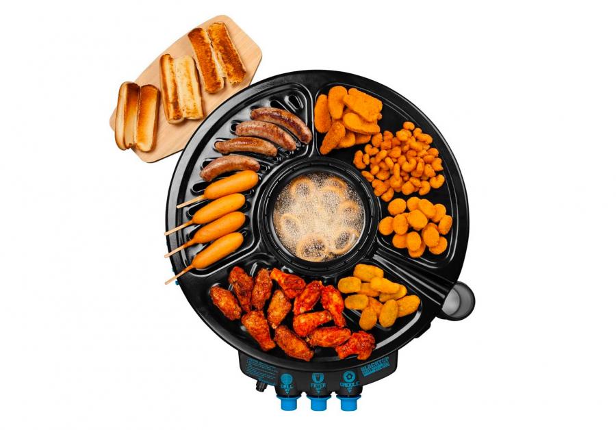 Portable Grill With Center Deep-fryer