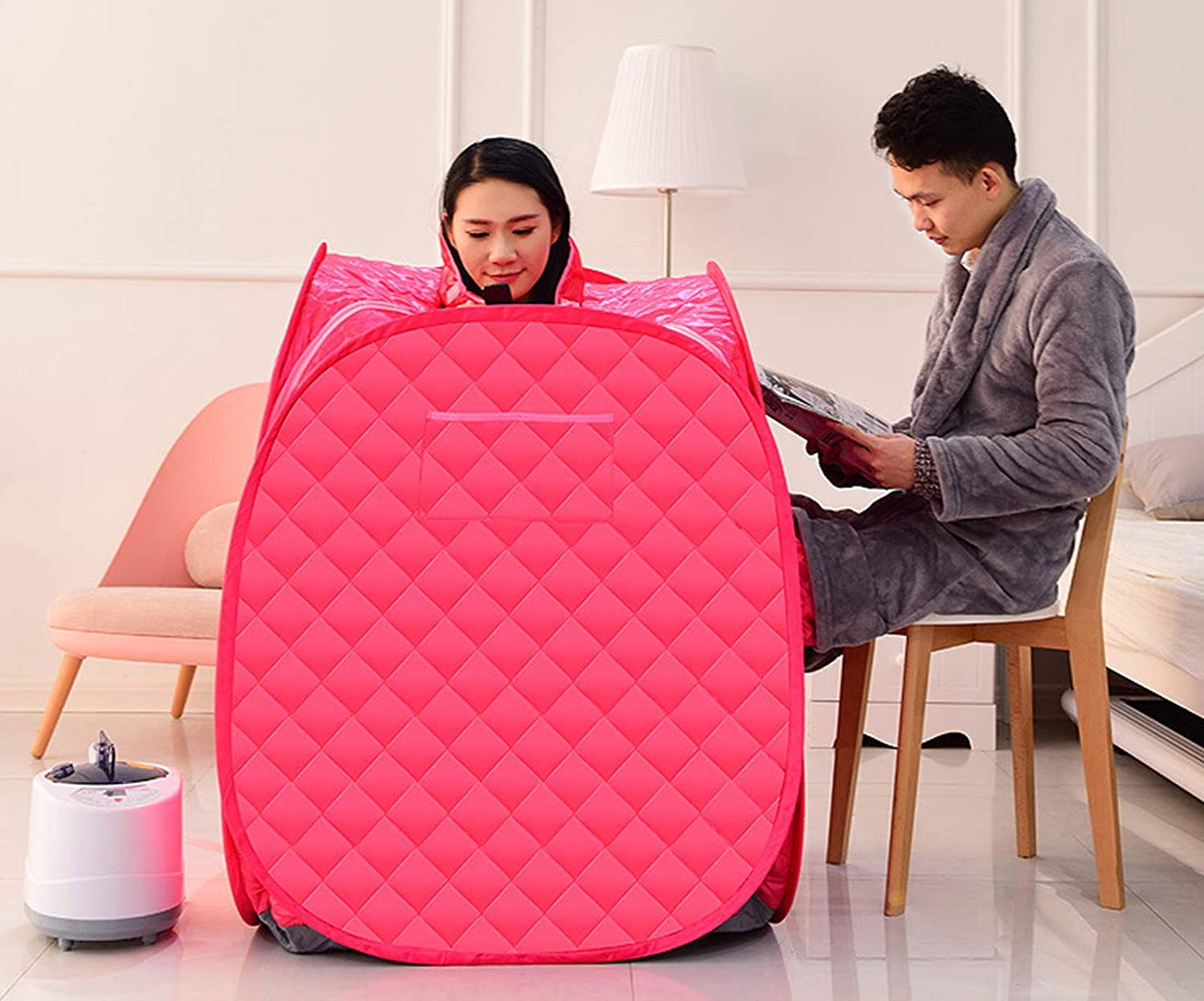 This 2 Person Portable Steam Sauna Lets A Second Person Stick Their Legs In