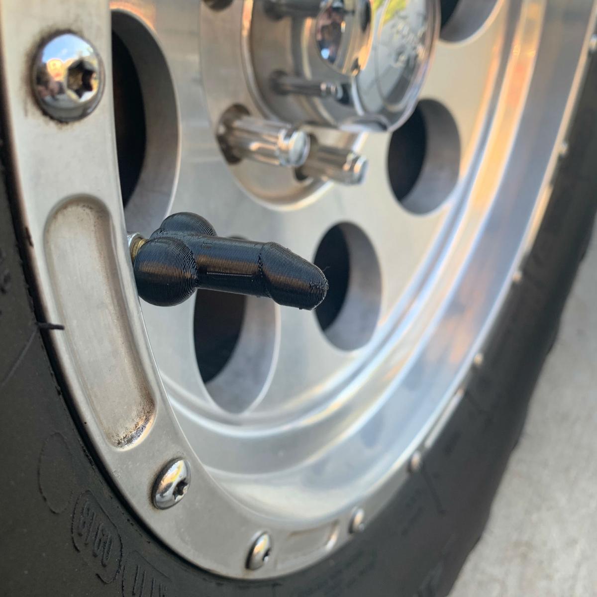 Prank Wiener Shaped Tire Valve Stem Caps - Tirecocks funny penis shaped tire caps