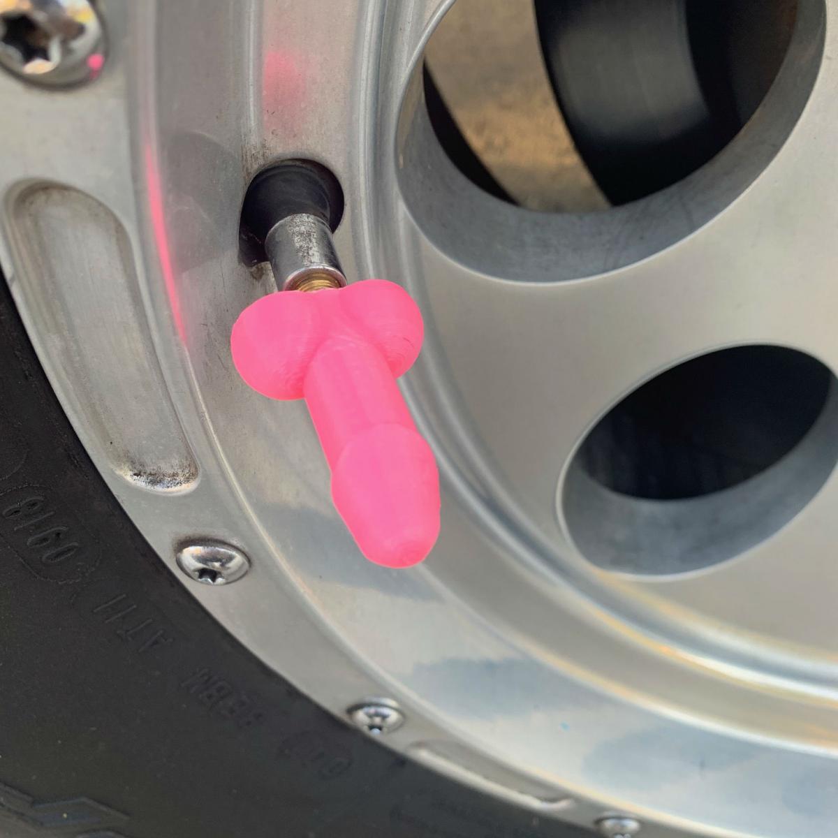 Prank Wiener Shaped Tire Valve Stem Caps - Tirecocks funny penis shaped tire caps