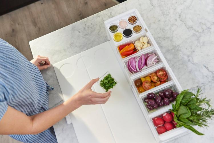 Bamboo Cutting Board With Containers - Meal Prep Station With Removable  Top, Kitchen Boards & Food Storage Tray With Lids, Home Prepdeck Marble 