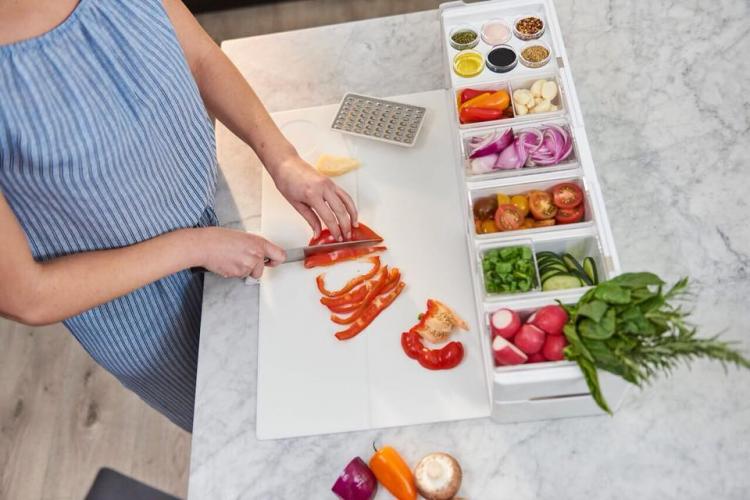 Prepdeck all-in-one food prep hub - magnetic cutting board cooking hub