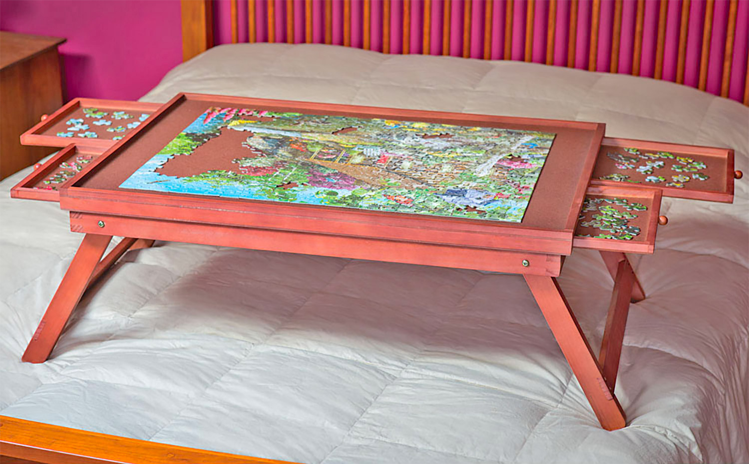 Puzzle Table With Sliding Drawers