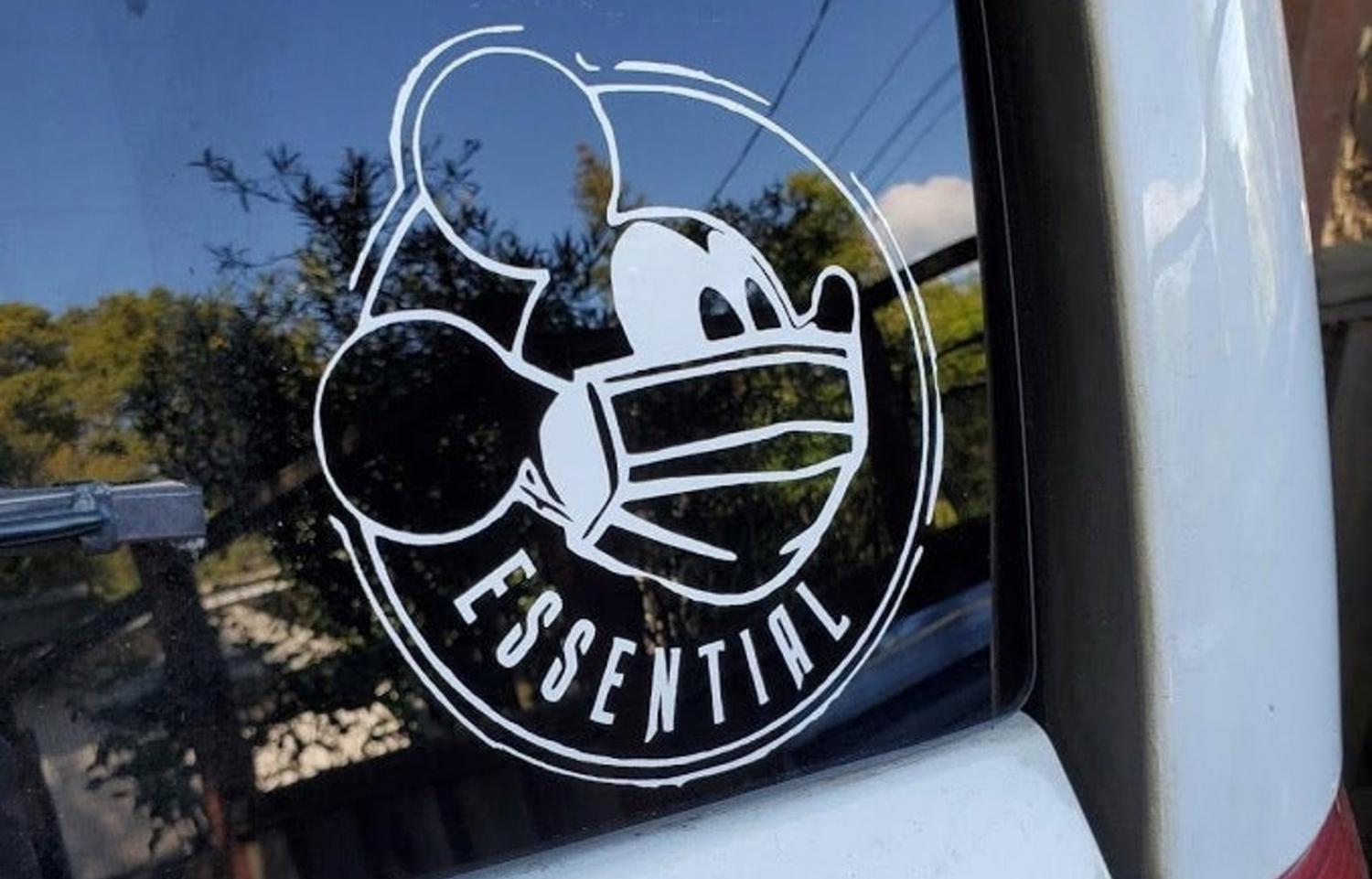 Mickey mouse face mask i'm essential car decal sticker